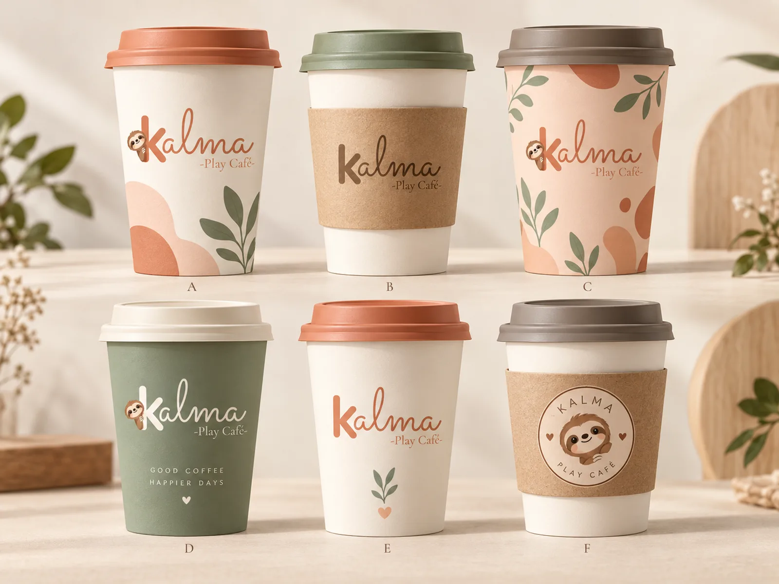 Vasos de café KALMA en los colores de la marca